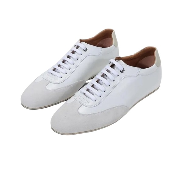 BOSS Hugo Boss Italian Portobello Leather Suede Sneakers White Size 10 WORN ONCE - Picture 2 of 14